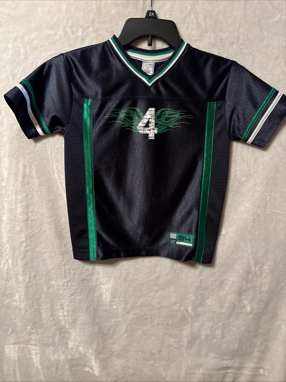 Old Navy Blue and Green Kids Short Sleeve Jersey with Number 4